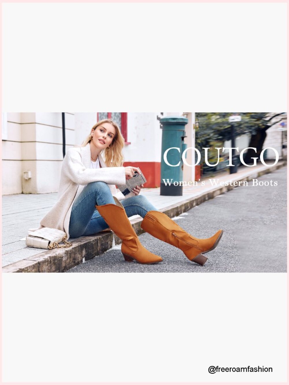 Wide Calf Cowboy Boots Suede Knee High Chunky Heel Pointed Toe Western Boots - Picture 7 of 7